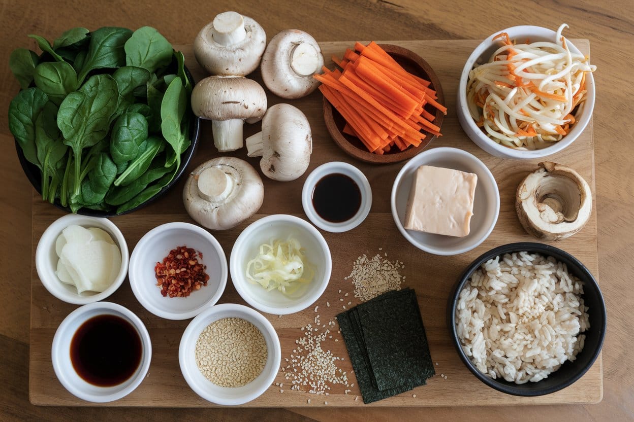 Ingredients for Vegan Bibimbap