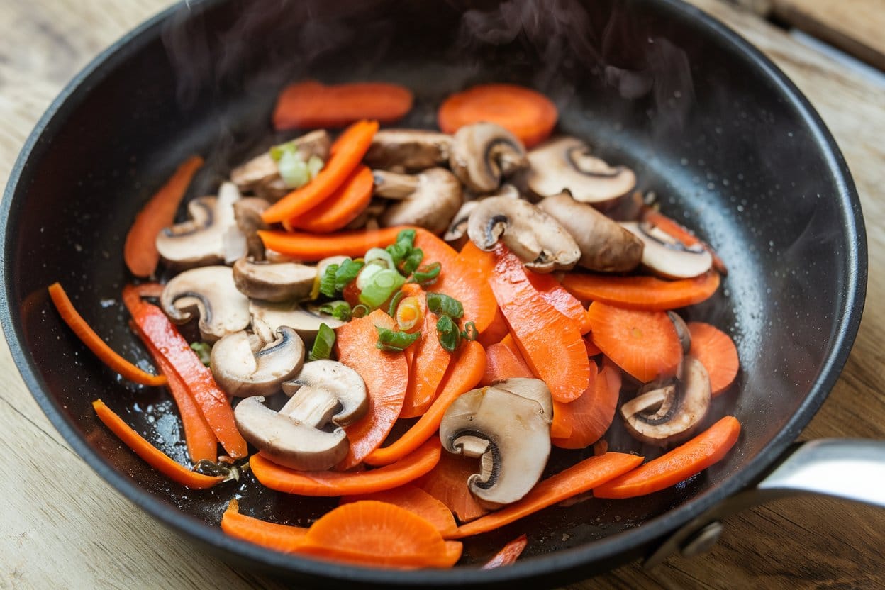 Steps to Assemble Vegan Bibimbap with Gochujang Sauce