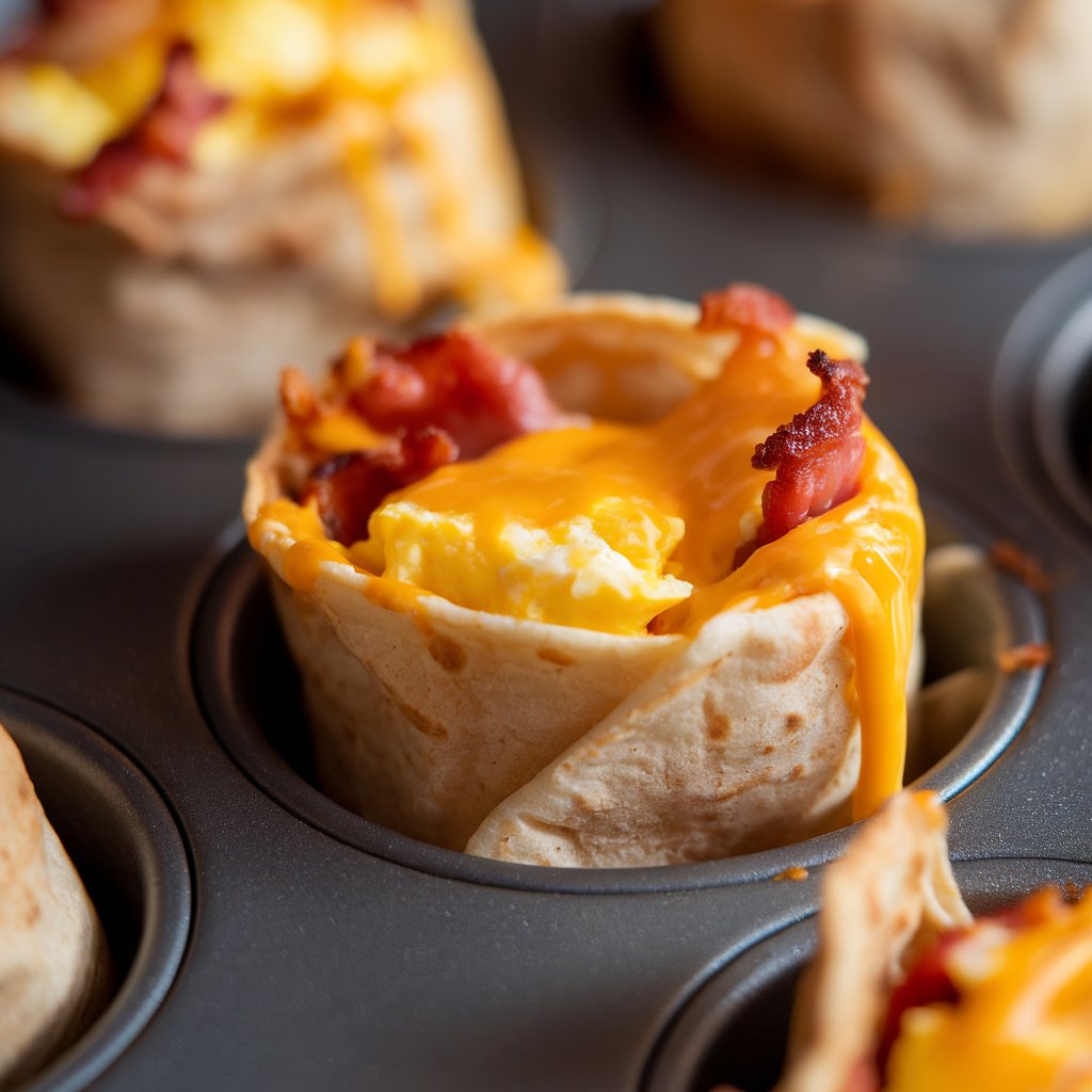 mini-breakfast-burritos-baked with bacon , eggs and cheese
