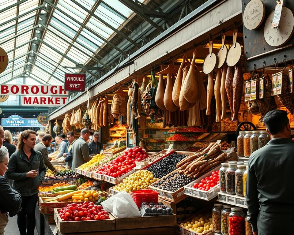 Borough Market food stalls Borough Market food stalls