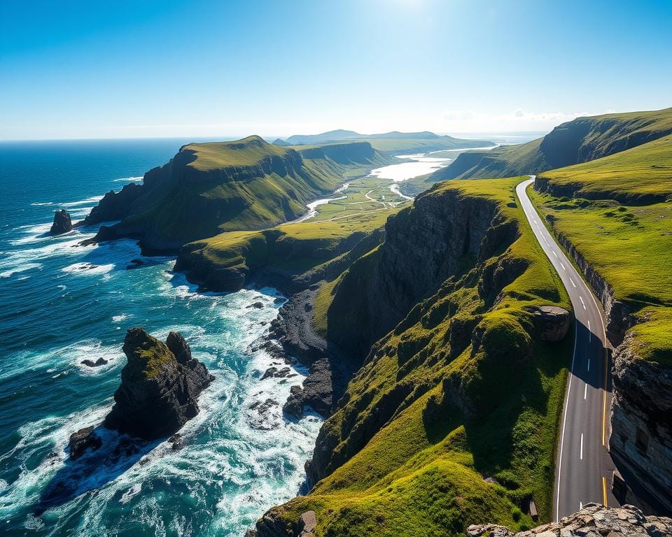 Scenic coastal drive in Northern Ireland