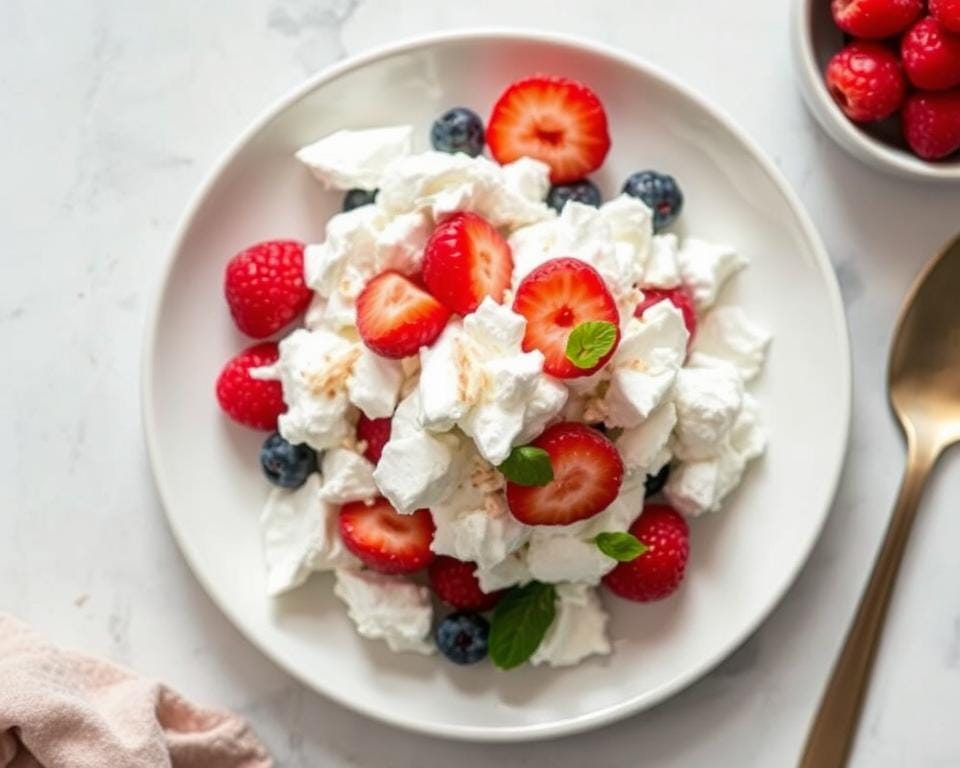 A neatly arranged plate showcases the classic Eton mess dessert, with fluffy whipped cream, crushed meringue shards, and vibrant seasonal berries artfully presented. The lighting is soft and diffuse, highlighting the delicate textures and vibrant colors. The angle is slightly elevated, providing an inviting overhead view that emphasizes the practical tips for assembling this crowd-pleasing dessert. The overall mood is one of rustic elegance, capturing the essence of the "Practical Tips and Timing" section of the article. A neatly arranged plate showcases the classic Eton mess dessert, with fluffy whipped cream, crushed meringue shards, and vibrant seasonal berries artfully presented. The lighting is soft and diffuse, highlighting the delicate textures and vibrant colors. The angle is slightly elevated, providing an inviting overhead view that emphasizes the practical tips for assembling this crowd-pleasing dessert. The overall mood is one of rustic elegance, capturing the essence of the "Practical Tips and Timing" section of the article.