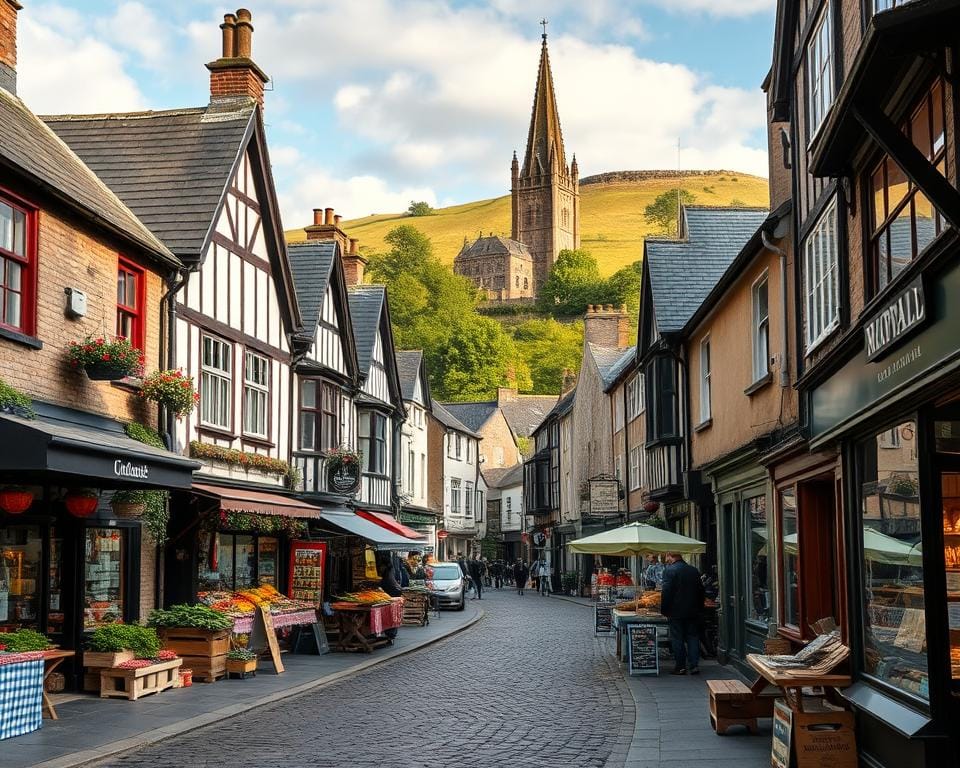 A quaint market town in the heart of Wales, its historic buildings and cobblestone streets bathed in warm afternoon light. In the foreground, a bustling marketplace with local vendors selling fresh produce, handcrafted wares, and traditional Welsh delicacies. Charming half-timbered buildings line the narrow streets, their colorful facades and intricate architectural details reflected in the glistening cobblestones. In the background, a rolling hillside dotted with verdant trees and the spire of an ancient church tower, creating a picturesque pastoral scene. The air is filled with the lively chatter of locals and the inviting aromas of freshly baked bread and sizzling Welsh cakes. This is the essence of Welsh market town charm, a timeless and enchanting glimpse into the country's rich cultural heritage. A quaint market town in the heart of Wales, its historic buildings and cobblestone streets bathed in warm afternoon light. In the foreground, a bustling marketplace with local vendors selling fresh produce, handcrafted wares, and traditional Welsh delicacies. Charming half-timbered buildings line the narrow streets, their colorful facades and intricate architectural details reflected in the glistening cobblestones. In the background, a rolling hillside dotted with verdant trees and the spire of an ancient church tower, creating a picturesque pastoral scene. The air is filled with the lively chatter of locals and the inviting aromas of freshly baked bread and sizzling Welsh cakes. This is the essence of Welsh market town charm, a timeless and enchanting glimpse into the country's rich cultural heritage.