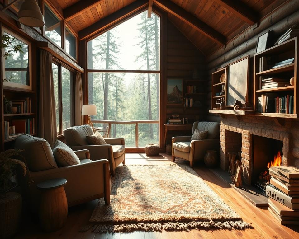 An intimate, cozy cabin nestled amidst a lush forest, with sunlight filtering through the windows and casting a warm glow on the rustic wooden interior. A plush area rug, a crackling fireplace, and comfy armchairs invite guests to unwind and disconnect from technology. The space is thoughtfully designed to encourage mindfulness, with natural textures and earthy tones creating a serene atmosphere. Shelves brimming with books and board games suggest low-tech entertainment options. This tech-free accommodation offers the perfect setting for a rejuvenating digital detox weekend getaway. An intimate, cozy cabin nestled amidst a lush forest, with sunlight filtering through the windows and casting a warm glow on the rustic wooden interior. A plush area rug, a crackling fireplace, and comfy armchairs invite guests to unwind and disconnect from technology. The space is thoughtfully designed to encourage mindfulness, with natural textures and earthy tones creating a serene atmosphere. Shelves brimming with books and board games suggest low-tech entertainment options. This tech-free accommodation offers the perfect setting for a rejuvenating digital detox weekend getaway.