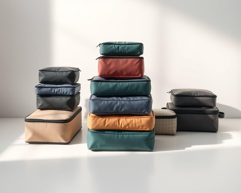 A well-organized display of neatly stacked packing cubes of various sizes and colors sits atop a clean, minimalist surface, illuminated by soft, diffused lighting that accentuates their distinct shapes and textures. The cubes are arranged in a visually appealing, symmetrical pattern, casting subtle shadows that add depth and dimension to the scene. The overall mood is one of order, efficiency, and practicality, perfectly capturing the essence of using packing cubes to optimize travel organization and space management. A well-organized display of neatly stacked packing cubes of various sizes and colors sits atop a clean, minimalist surface, illuminated by soft, diffused lighting that accentuates their distinct shapes and textures. The cubes are arranged in a visually appealing, symmetrical pattern, casting subtle shadows that add depth and dimension to the scene. The overall mood is one of order, efficiency, and practicality, perfectly capturing the essence of using packing cubes to optimize travel organization and space management.
